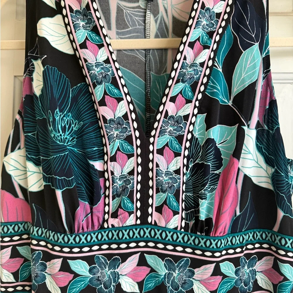 Maggy London Petite Dress with Black and Teal Accents - Picture 3 of 8